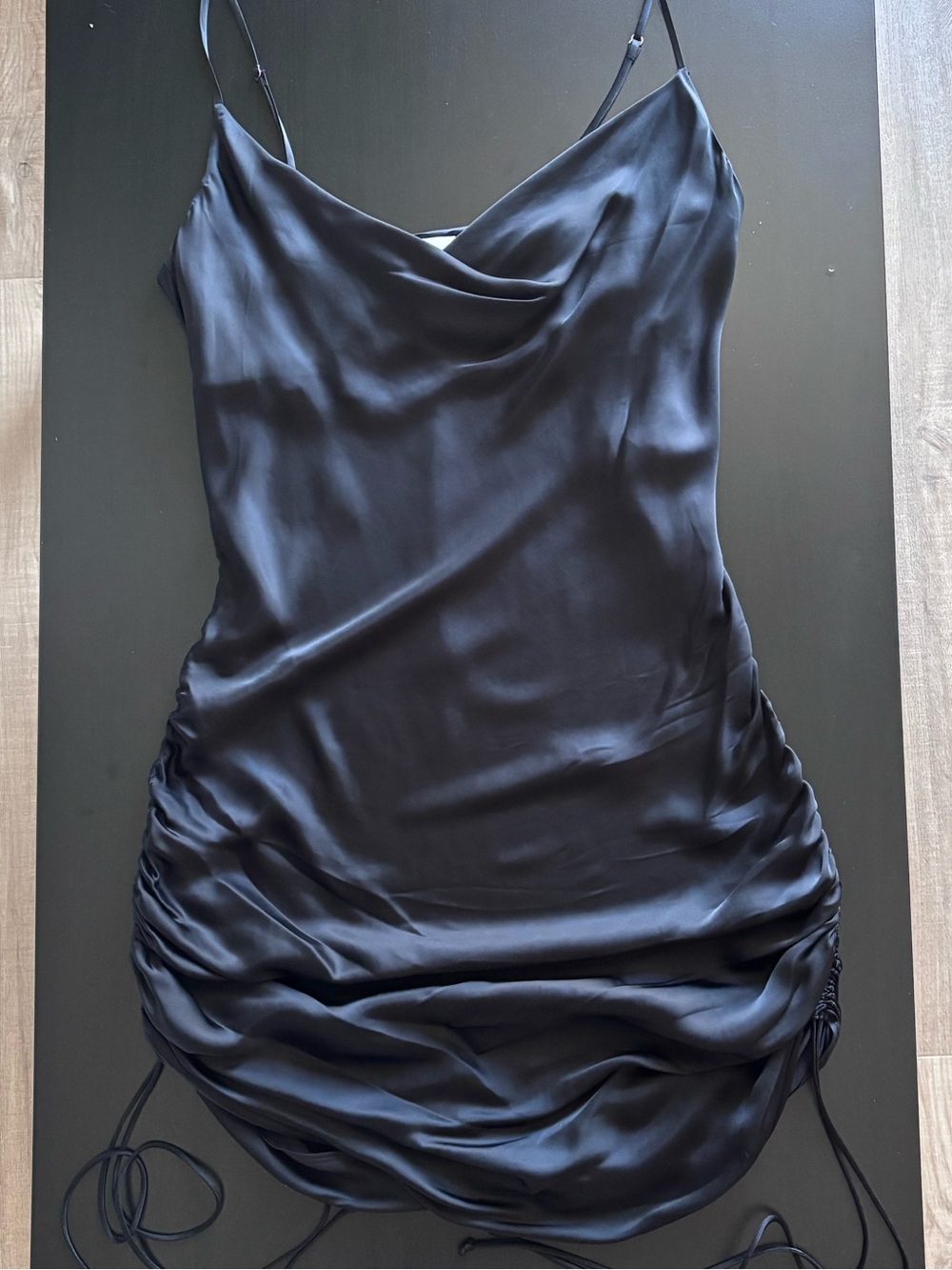 Wilfred Aritzia Black Only Runched Slip Dress